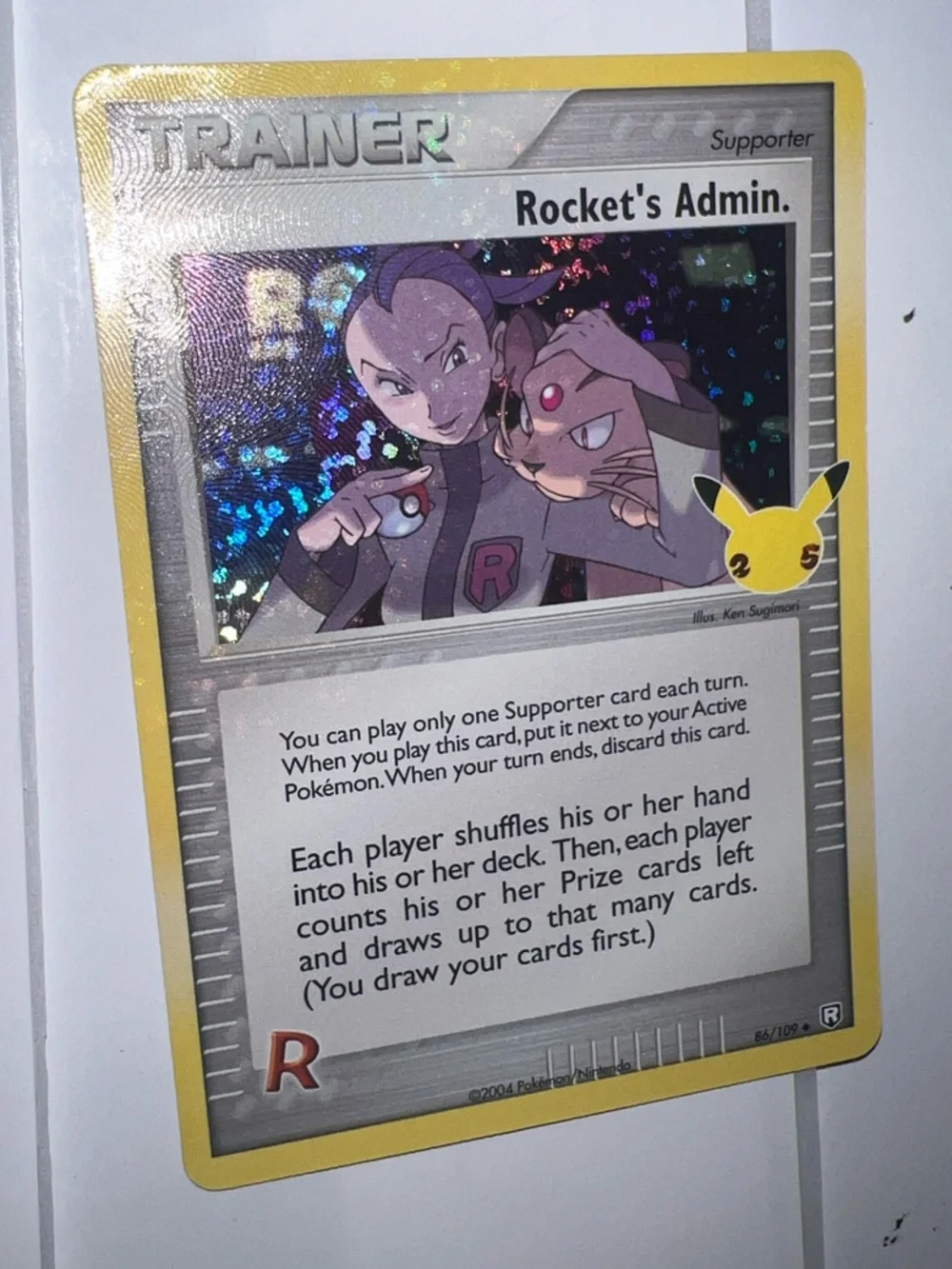 Pokemon Rocket's Admin Holographic Trainer Card - Yellow Border